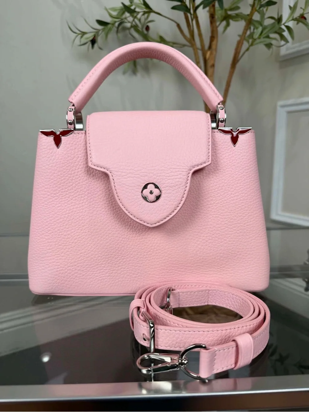 Louis Vuitton Pink Pebbled Leather Top-Handle Satchel